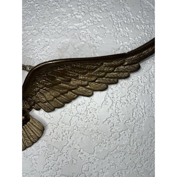 Vintage Large Wall Hanging Solid Brass Flying Eagle Plaque 18” Long Patriotic - Picture 6 of 11